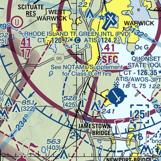 FAA VFR chart of Captain Allen Johnson Plot, RI