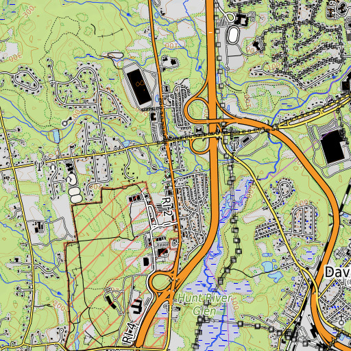 OpenTopoMap map of Captain Allen Johnson Plot, RI