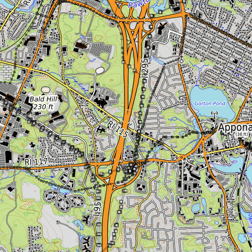OpenTopoMap map of Interchange 11, RI