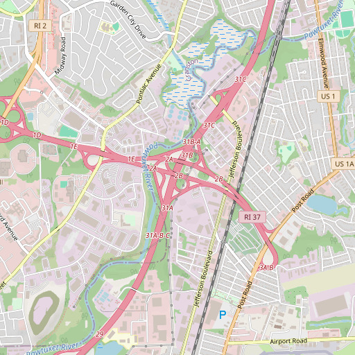 OpenStreetMap map of Interchange 14, RI