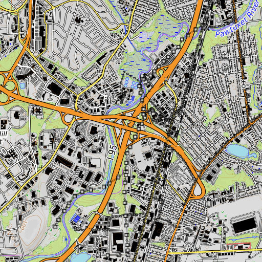 OpenTopoMap map of Interchange 14, RI
