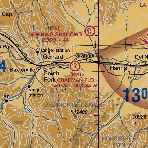 FAA VFR chart of Shaw Mesa, CO