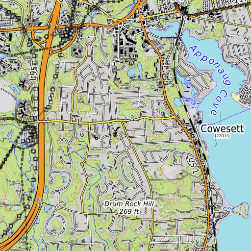 OpenTopoMap map of Joseph Briggs Plot, RI