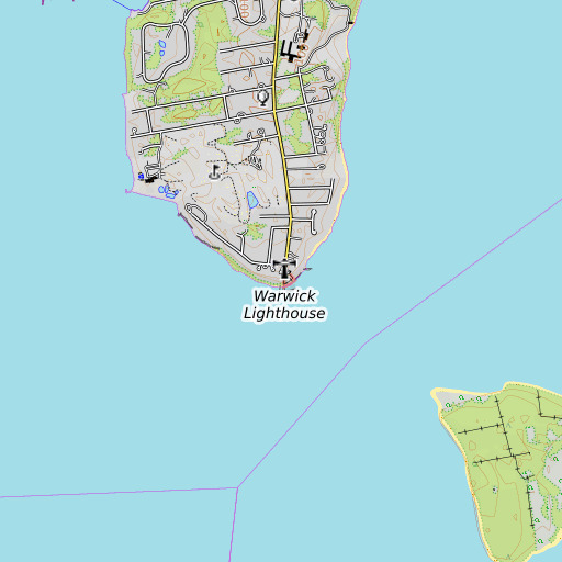 OpenTopoMap map of Warwick Light, RI