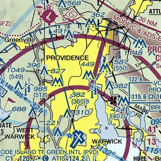 FAA VFR chart of Classical High School, RI