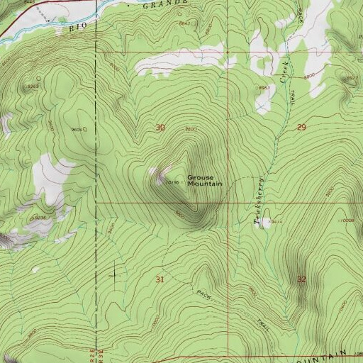 USGS 24K topo map of Grouse Mountain, CO