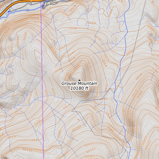 OpenTopoMap map of Grouse Mountain, CO