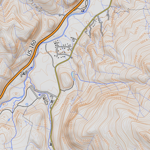 OpenTopoMap map of Mill Creek, CO