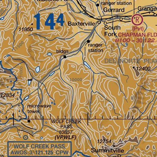 FAA VFR chart of Meadow Pass, CO