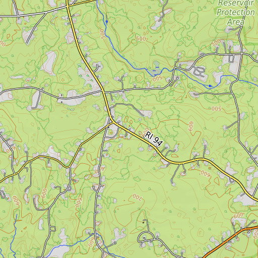 OpenTopoMap map of Foster Post Office, RI