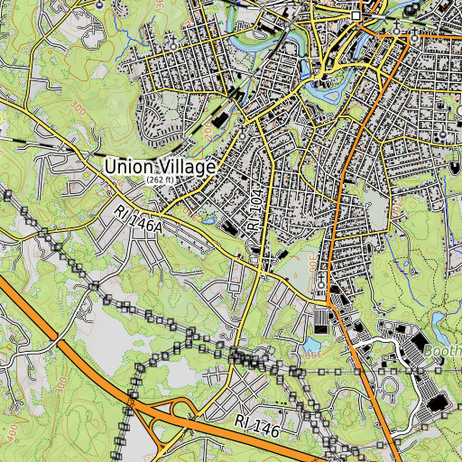 OpenTopoMap map of Globe Park School, RI