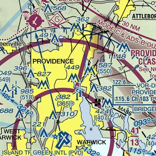 FAA VFR chart of Grant Building, RI