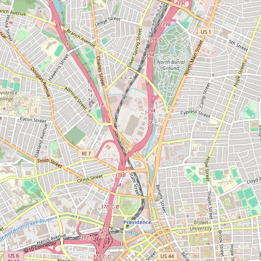 OpenStreetMap map of Providence Post Office, RI