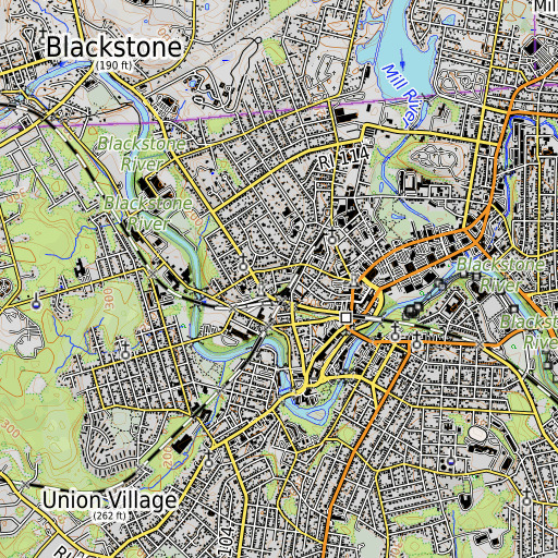 OpenTopoMap map of Pulaski Square, RI