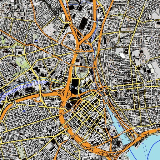 OpenTopoMap map of Wheeler School, RI