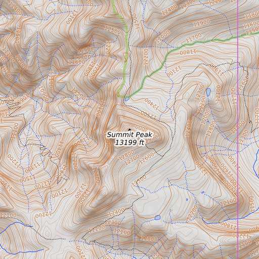 OpenTopoMap map of Summit Peak, CO