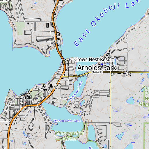 OpenTopoMap map of Kruses Beach, IA