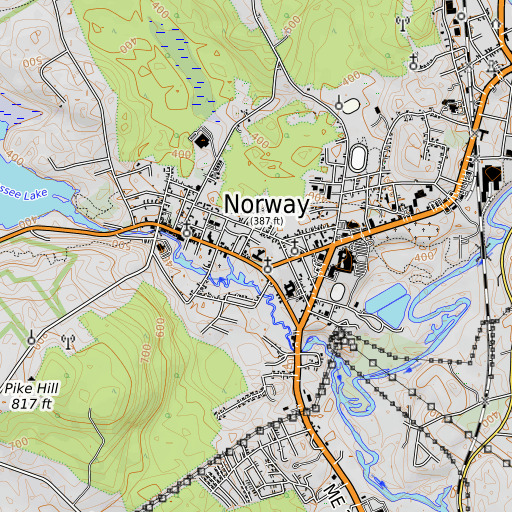 OpenTopoMap map of Guy E Rowe School, ME