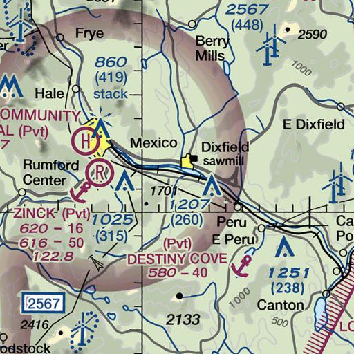 FAA VFR chart of Peru Elementary School, ME
