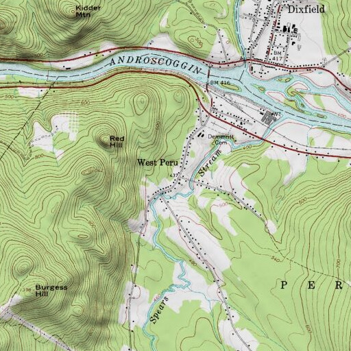 USGS 24K topo map of Peru Post Office, ME