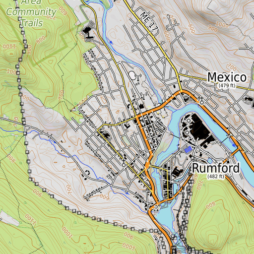 OpenTopoMap map of Rumford Elementary School, ME