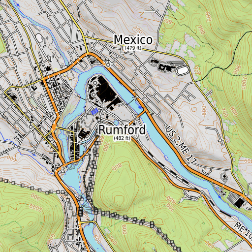 OpenTopoMap map of Saint Johns School, ME