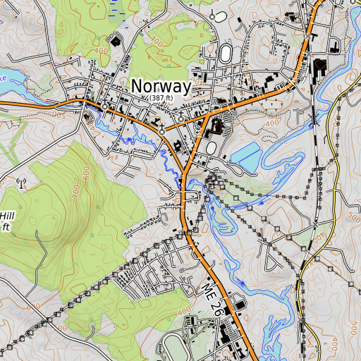 OpenTopoMap map of Steep Falls, ME