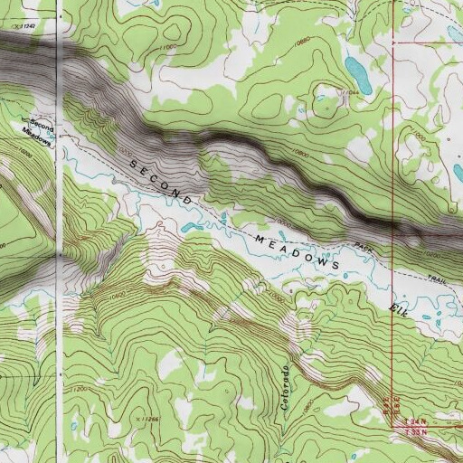 USGS 24K topo map of Second Meadows, CO