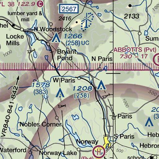 FAA VFR chart of West Paris Post Office, ME
