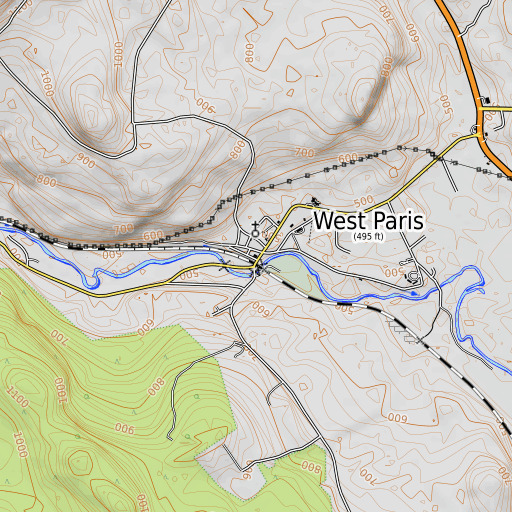 OpenTopoMap map of West Paris Post Office, ME