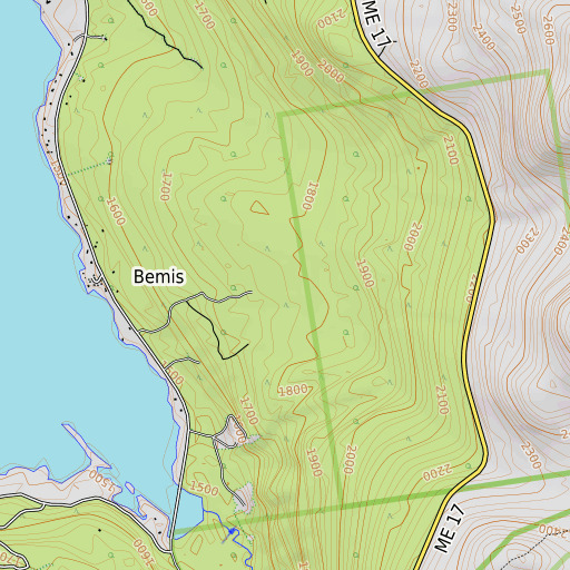 OpenTopoMap map of Bemis Trail, ME