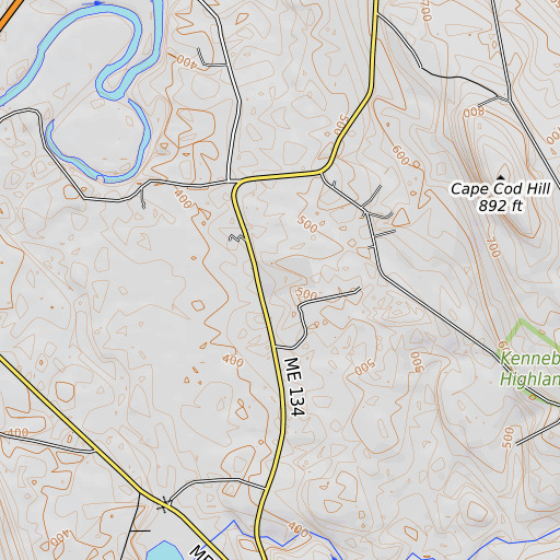 OpenTopoMap map of Cape Cod Hill Elementary School, ME