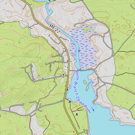 OpenTopoMap map of Eustis Post Office, ME