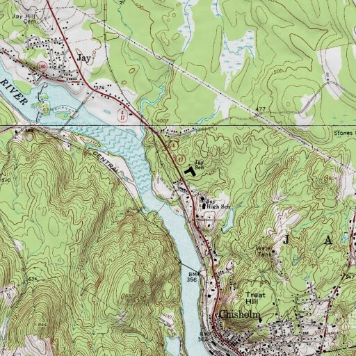 USGS 24K topo map of Jay Post Office, ME