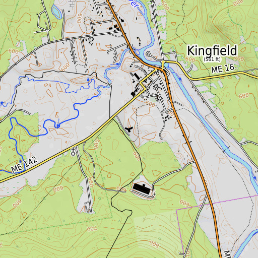 OpenTopoMap map of Kingfield Elementary School, ME