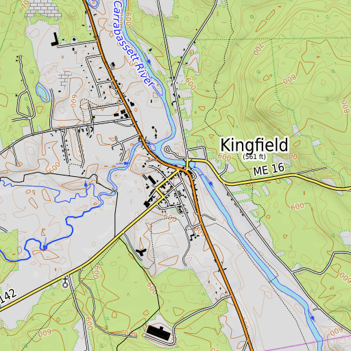 OpenTopoMap map of Kingfield Post Office, ME