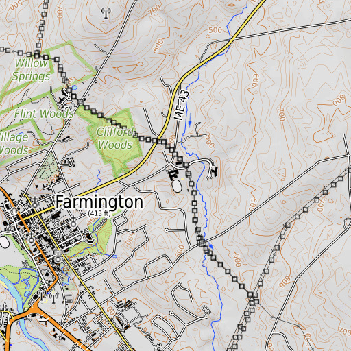 OpenTopoMap map of Mount Blue Middle School, ME