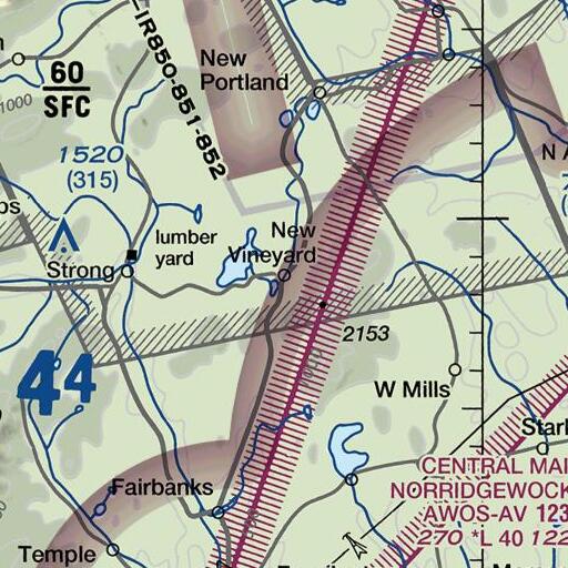 FAA VFR chart of New Vineyard Post Office, ME