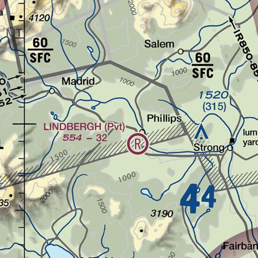FAA VFR chart of Phillips Elementary School, ME