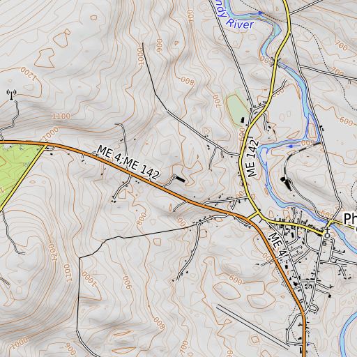 OpenTopoMap map of Phillips Elementary School, ME