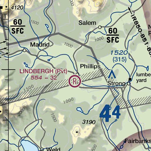 FAA VFR chart of Phillips Public Library, ME