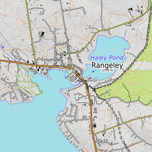 OpenTopoMap map of Rangeley Public Library, ME