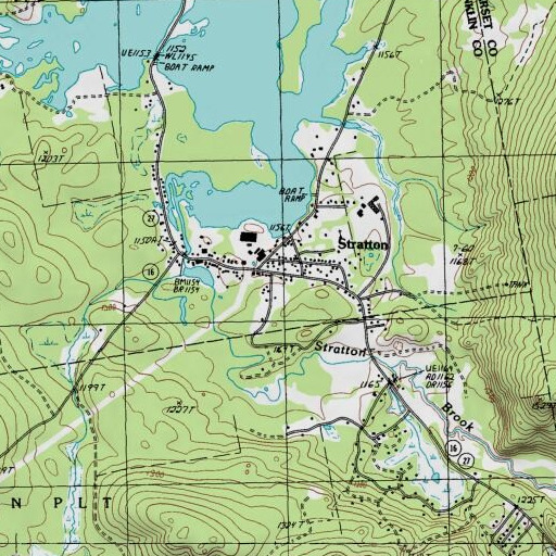 USGS 24K topo map of Stratton Public Library, ME