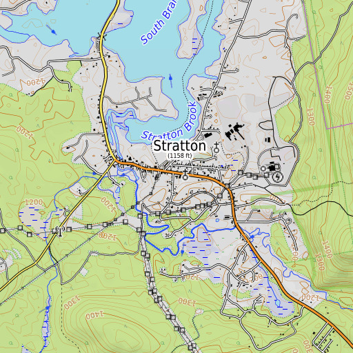 OpenTopoMap map of Stratton Public Library, ME