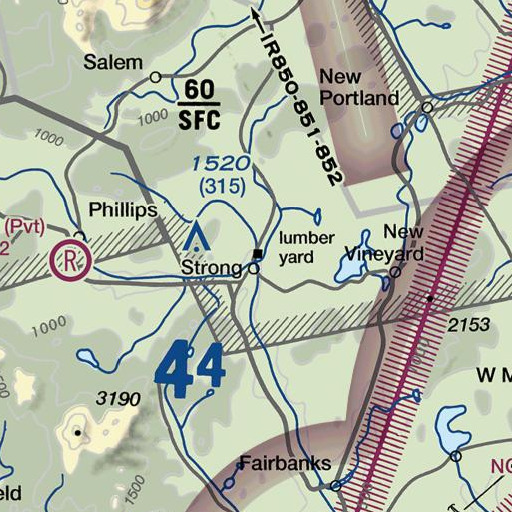 FAA VFR chart of Strong Post Office, ME