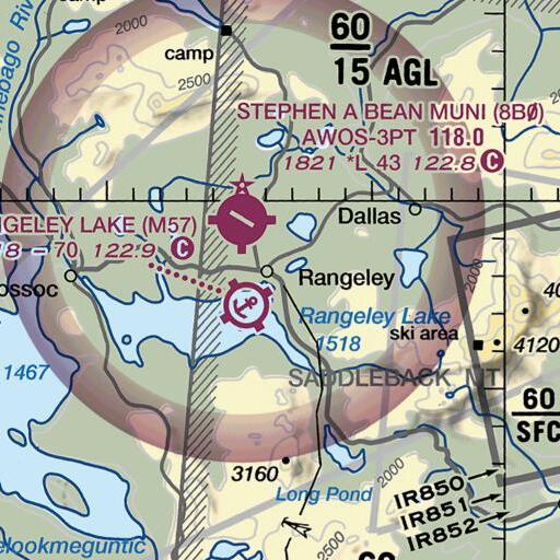 FAA VFR chart of Tranet Library, ME