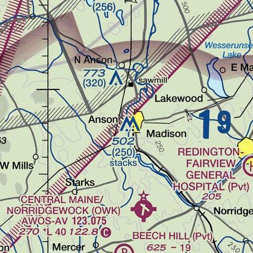 FAA VFR chart of Anson Post Office, ME