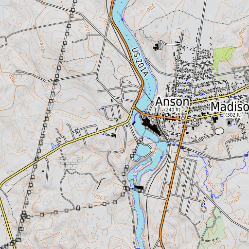 OpenTopoMap map of Anson Post Office, ME