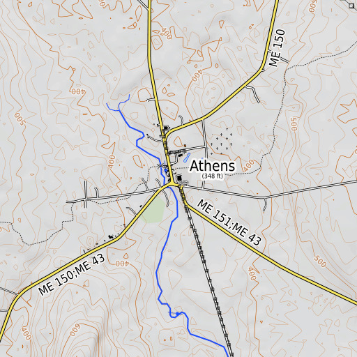 OpenTopoMap map of Athens Elementary School, ME