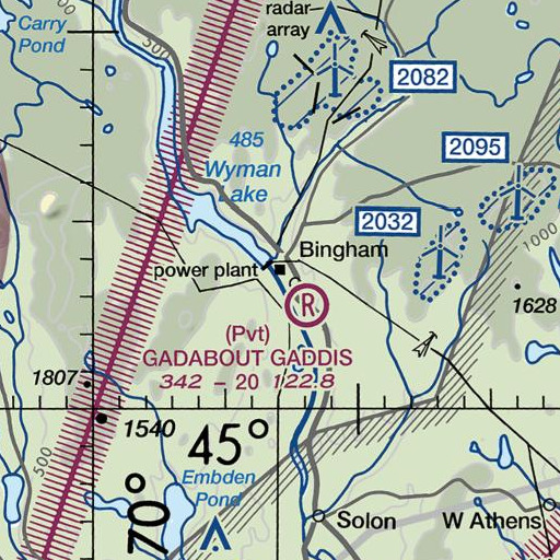 FAA VFR chart of Bingham Post Office, ME